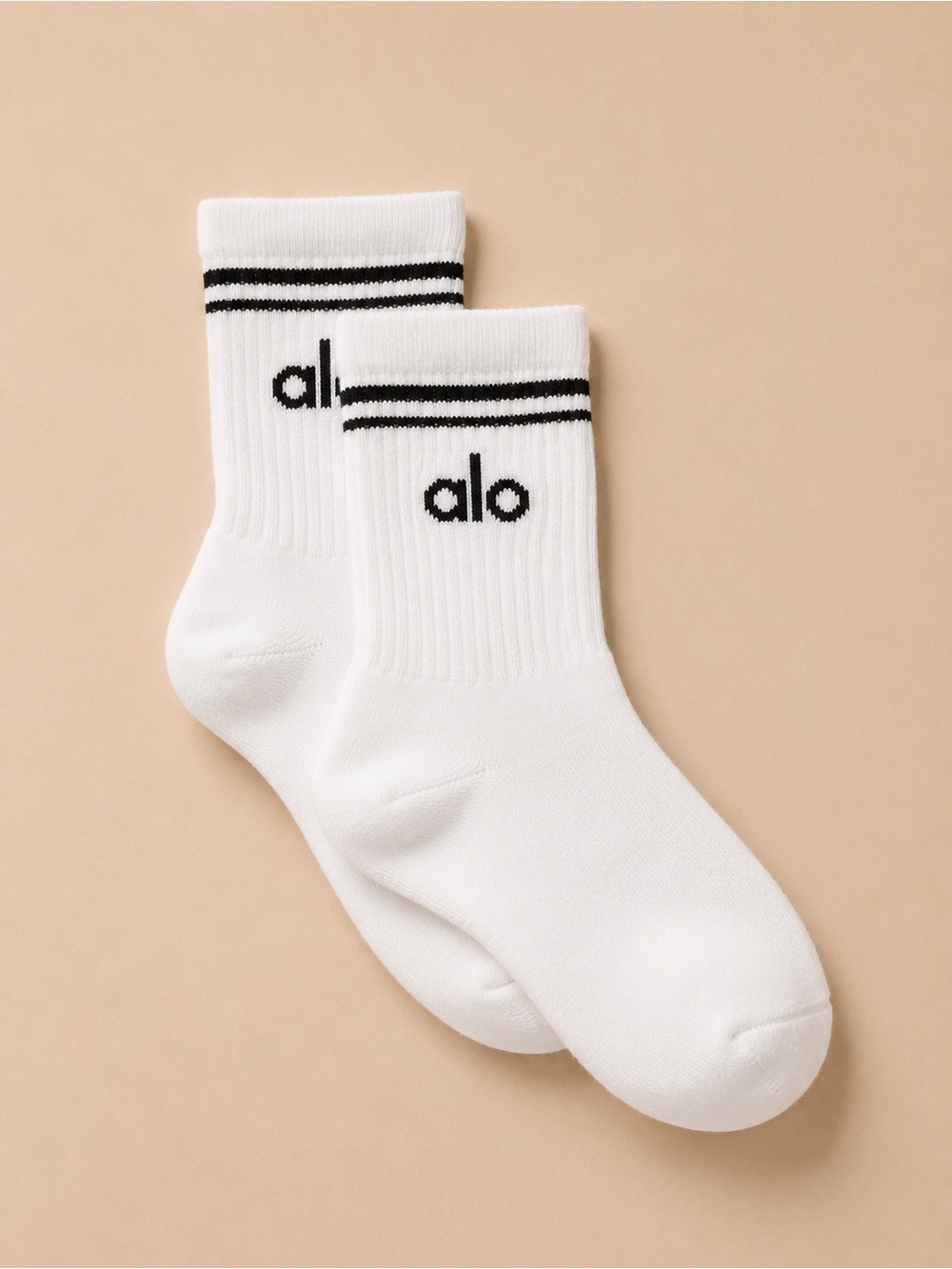 ALO Yoga Unisex Crew Socks with Black Stripe ✨